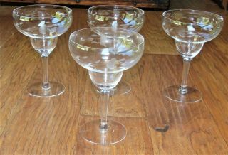 Set Of 4 Princess House Etched Heritage Crystal Margarita Glasses,  Vintage