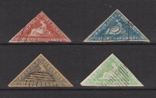Cape Of Good Hope Triangulars 1853/64 X 4 1d,  4d,  6d,  & 1 Shilling