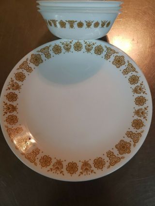 Vintage Corelle Butterfly Gold Dishes,  7 10.  25 