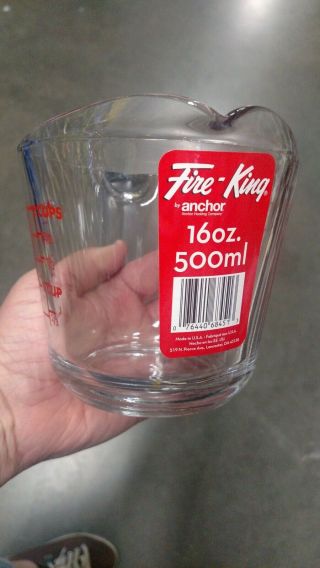 Glass Measuring Cup 2 - Cup By Anchor Hocking Fire - King 16 Oz