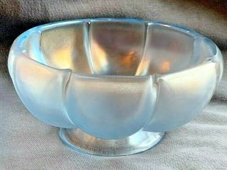 Vintage Fenton Light Blue Pearl Frosted Iridescent Art Glass Melon Bowl 6 "