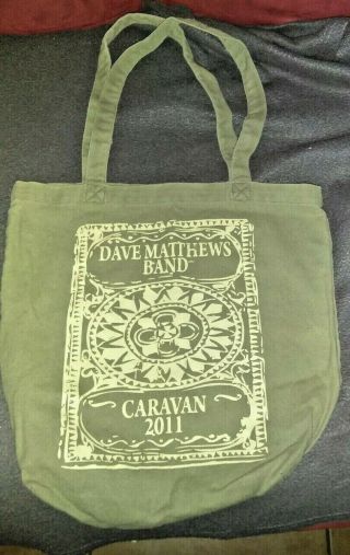 Pre - Loved Dave Matthews Band Caravan 2011 Canvas Tote - Green - Rare - Bag