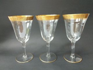 Tiffin Minton Gold Encrusted 8 Oz Wine Glasses Vintage Set Of 3