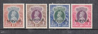 India 1937 - 39 High Value Service Opts 1 Rupee To 10 Rupee Unmounted