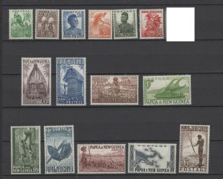 Papua Guinea 1952 Definitive Set Mnh Sc 1/15 Catv $170