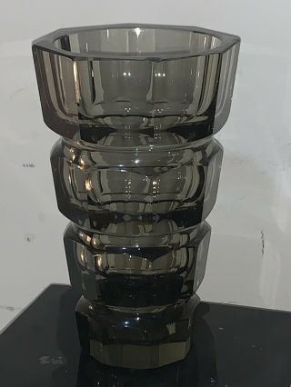 Josef Hoffman Moser Cut Crystal Grey Quartz Vase