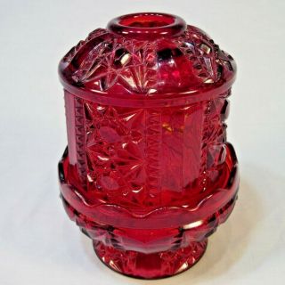 Vintage Fairy Light Ruby Red Glass Lamp Stars And Bars