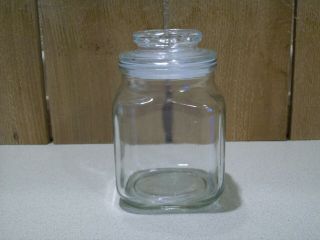 Vintage Anchor Hocking Clear Glass Apothecary Canister Jar With Lid Usa 3 3/8 "