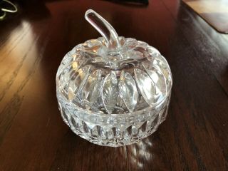 Vintage Cut Crystal Clear Glass Apple Shaped Candy Dish 5 1/2 In High 4in Wide