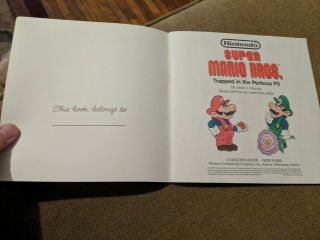 Mario bros Golden Book Trapped in the perilous pit 1989 rare nintendo 3