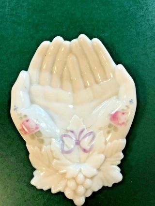 Rare Vintage Westmorland Glass Open Ladies Hand Painted On Milk Glass