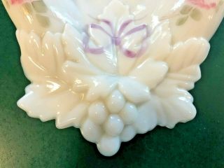 Rare Vintage Westmorland glass open ladies hand painted on milk glass 2
