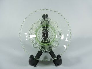 Antique Art Deco Uranium Green Depression Glass Small Sweets Bowl Dish Plate 2