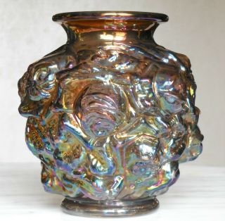 Vintage Imperial Glass Peacock Smoke Carnival La Bella Rose Vase