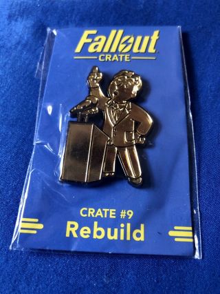 Fallout ‘leadership Perk’ Pin " Rebuild " Crate 9 Lootcrate Gaming Exclusive