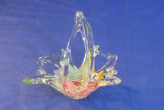 Vintage Art Glass Abstract Bowl Italian Art Glass Candy Dish Made Murano Italy