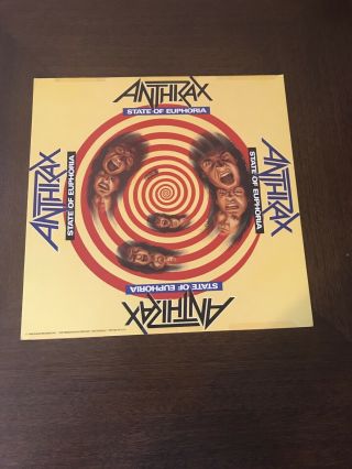 Anthrax 12x12 State Of Euphoria Poster Flat Promo