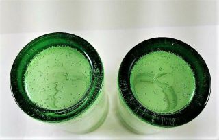 2 - Vintage Mexican Hand Blown Art Glass Green Tumblers Glasses Bubbles Pontil 3