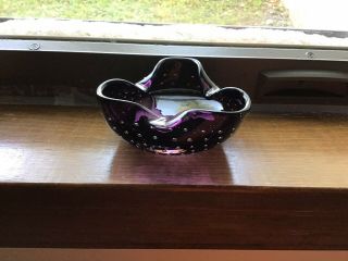 Art Glass Amethyst Controlled Bubbles Ash Tray Murano