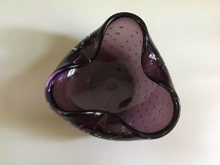 Art Glass Amethyst Controlled Bubbles Ash Tray Murano 2