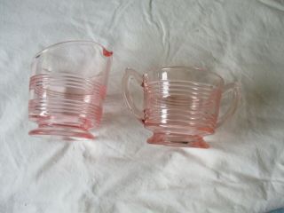 Vintage Pink Depression Glass Creamer And Sugar Bowl