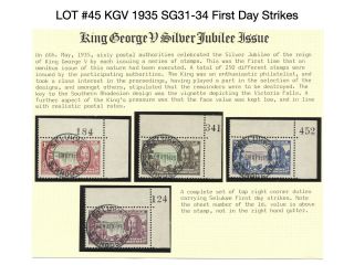 Southern Rhodesia 1935 Kgv Sg31 - 34 Jubilee First Day Strikes - Giraffe & Lion