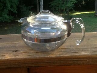 Pyrex 6 Cup Blue Flameware Teapot Tea Pot Kettle 8126b Euc