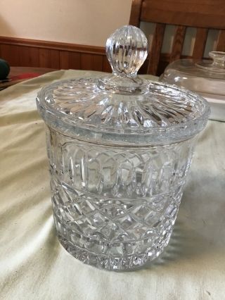 Brilliant Deep Cut Design Vintage Crystal Ice Bucket Jar With Lid 9 " Tall Euc