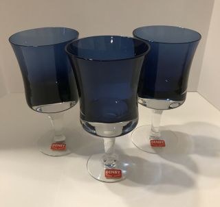 Denby Mid Century Blue Mirage Crystal Water Wine Juice Glass Vintage 5 7/8 "