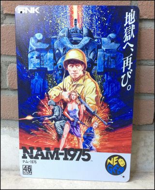 Nam - 1975 Neo Geo Metal Wall Tin Sign Snk Retro Arcade Shoot Em Up Poster
