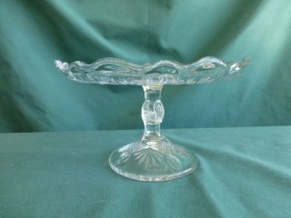 Higbee Finecut And Star Early American Pattern Glass Childs Miniature Cake Stand