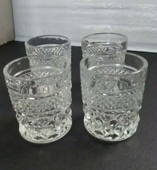 Set Of 4 Wexford Anchor Hocking Clear Glass,  Shot Glasses,  Toothpick Holders,  Or