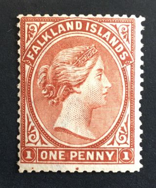 Falkland Islands 1891 1d Orange Red - Brown Sg18 Fresh Lightly Mtd,  With Dots