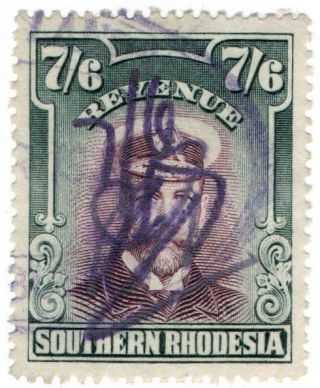 (i.  B) Southern Rhodesia Revenue : Duty Stamp 7/6d