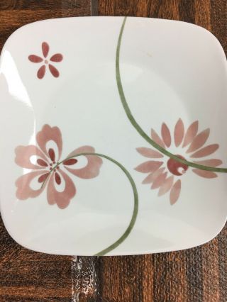 Corelle Vitrelle Square Pretty Pink Set Of 3 Dinner Plates 10 1/2 " Mod Abstract