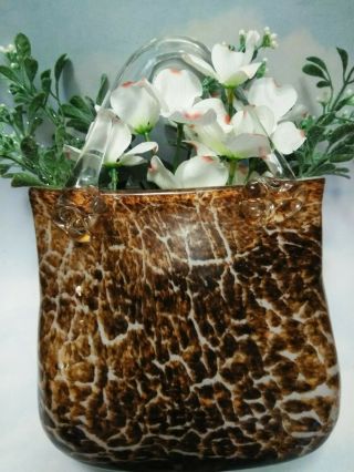Large Vintage Italian Murano Hand Blown Glass Art Handbag Purse / Vase
