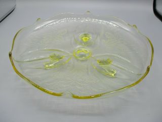 Vintage Yellow Depression Glass Footed Plate Serving Platter