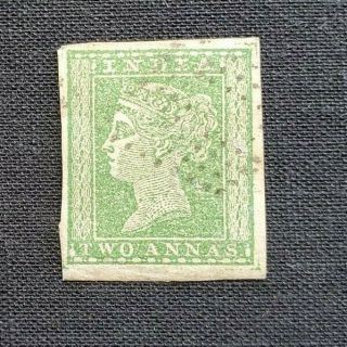 India 1854 Sg 31 2 Annas Green With Very Good Margins