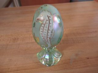 Vintage Fenton Hand Painted Limited Edition Seahorse Egg By J.  Kunz