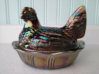 Fenton Carnival Glass Hen On Nest
