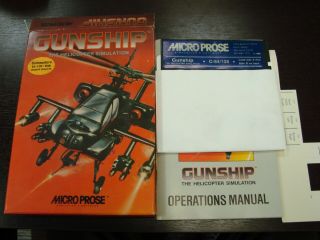 Vintage Micro Prose Software - " Gunship " Computer Game - Commodore 64/128