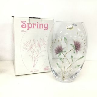 Bohemia Crystal Spring Vase Made In Czech Republic Hand Decorated 404