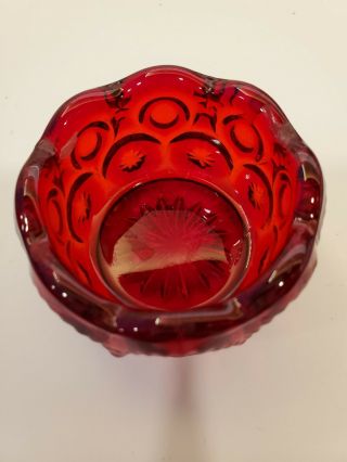 Vintage Le Smith Moon And Stars Ruby Red Open Salt Cellar