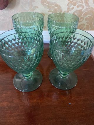 4 Villeroy & Boch Boston Green Water Goblets Glasses 3947653
