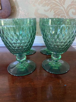 4 Villeroy & Boch BOSTON GREEN Water Goblets Glasses 3947653 2