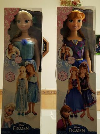 Elsa And Anna My Size Dolls.  38 " Tall, .  By Jakks Pacific For Disney