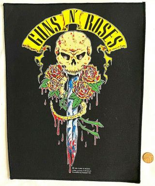 Guns N Roses - Old Og Vtg Early 1990`s Giant Back Patch Printed Slash Axl Rose