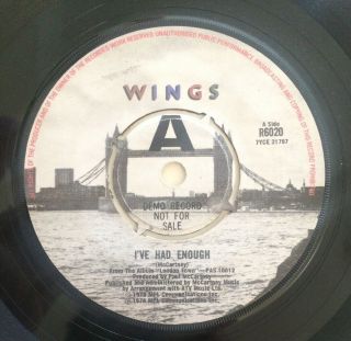 Beatles Paul Mccartney Wings I’ve Had Enough Rare Uk Demo Promo 1978