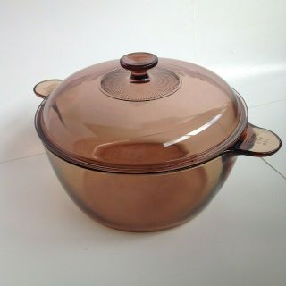 Corning Ware Visions Amber 4.  5l Dutch Oven With Pyrex Lid Usa