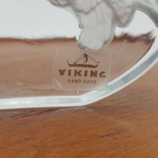 Viking Round Clear Glass Owl Paperweight 3